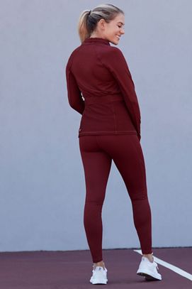 Fabletics cold weather legging mid rise statement Burgundy w