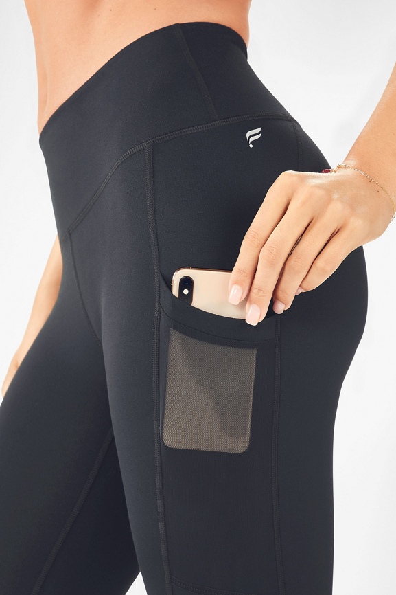 Fabletics XS Mila High Rise Pocket Capri Leggings New With Tag Black/Gray