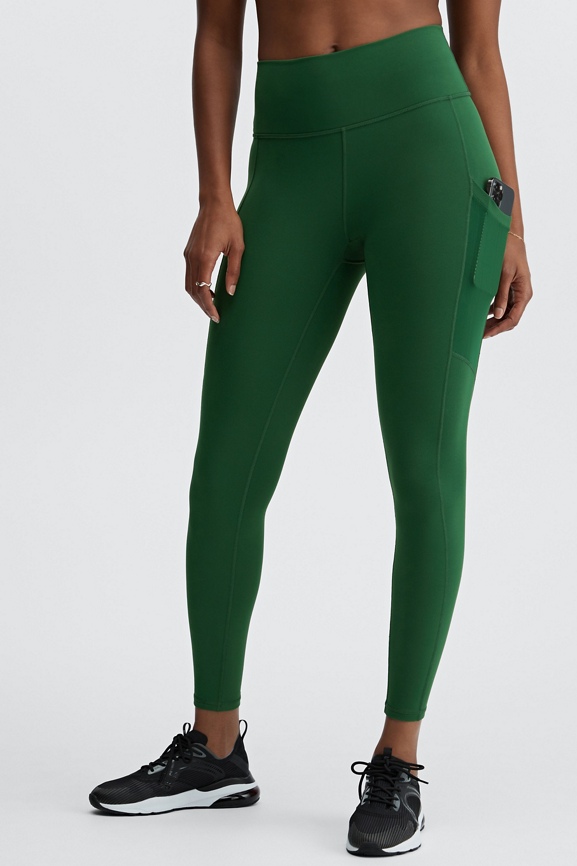 FABLETICS Green On-the-Go Powerhold High Waisted Ladies Athletic Leggings,  XXS