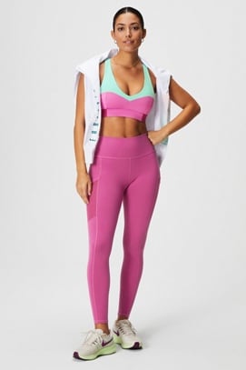 Fabletics Pink Athletic Ankle Length Powerhold Leggings S