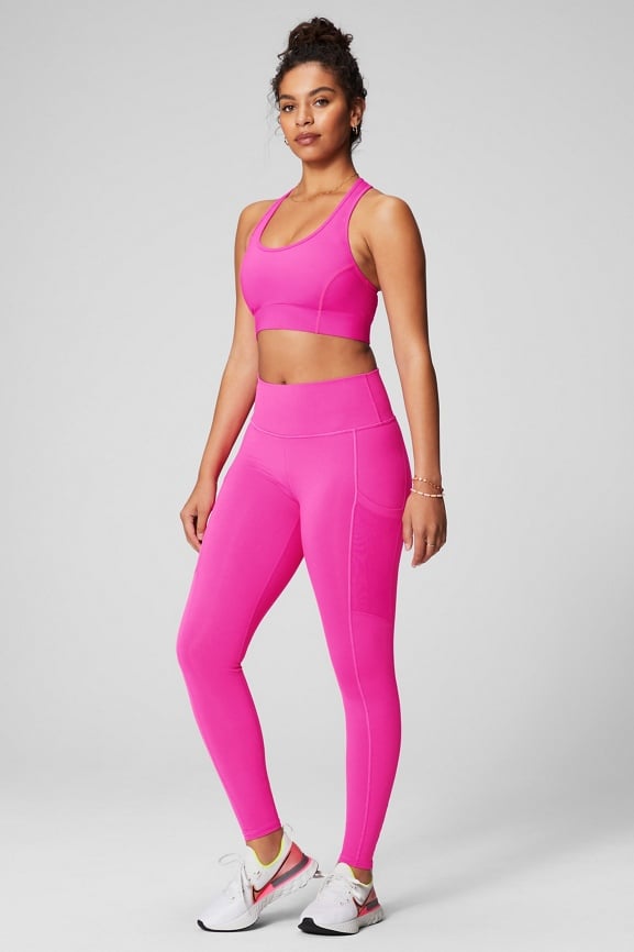Fabletics On The Go Powerhold High-Waisted Leggings Black Neon Yellow  Women’s L