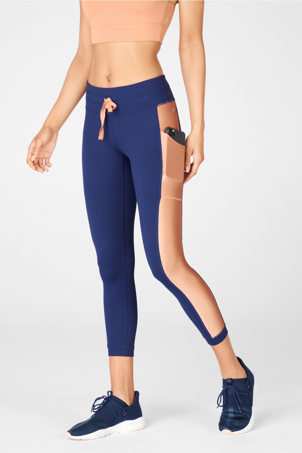 Fabletics Sebastian Mid Rise 7/8 Capri Leggings Blue Floral Women's Size S  : r/gym_apparel_for_women