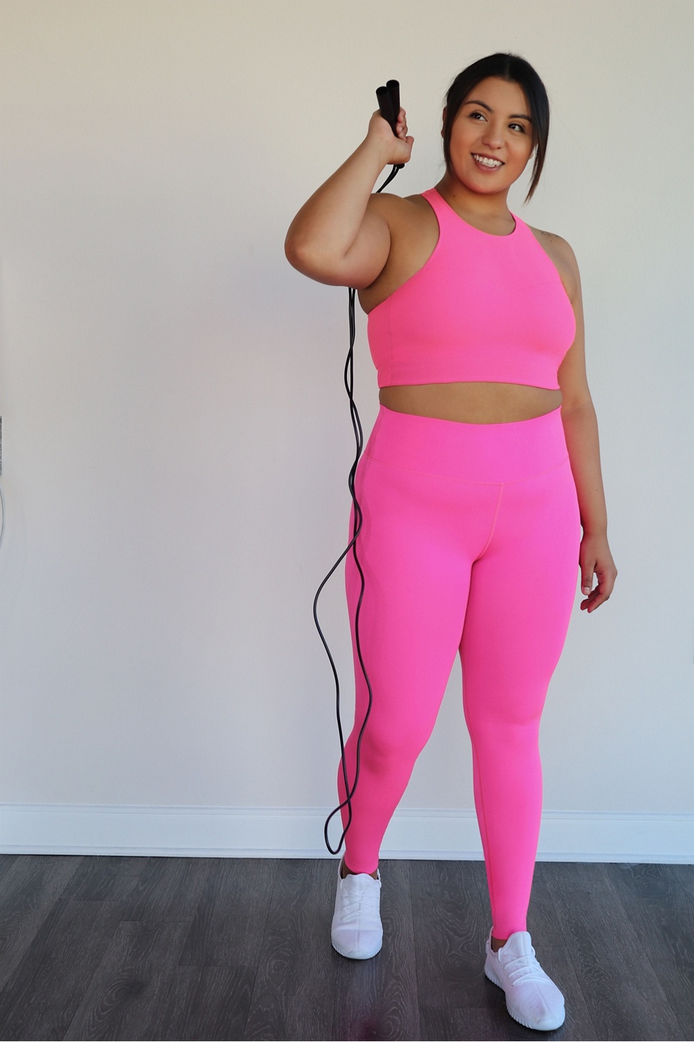 Fabletics, Pants & Jumpsuits, Fabletics High Waisted Statement  Heatherknit Crop Pink Size Small