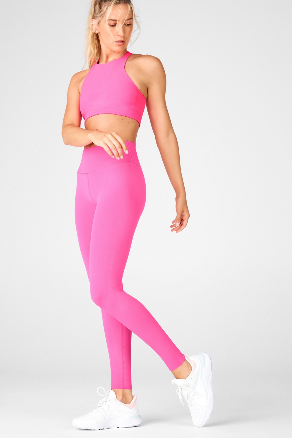 Fabletics Womens Sync High Waisted Perforated Pink 7/8 Leggings. Large. $59
