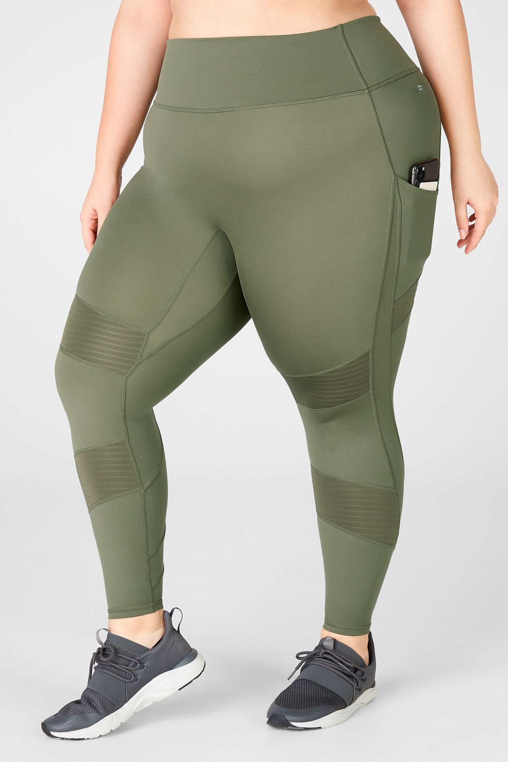 Women's Active Wear Leggings w/ Hidden Waistband Pocket, Plus Size - Olive,  XL 