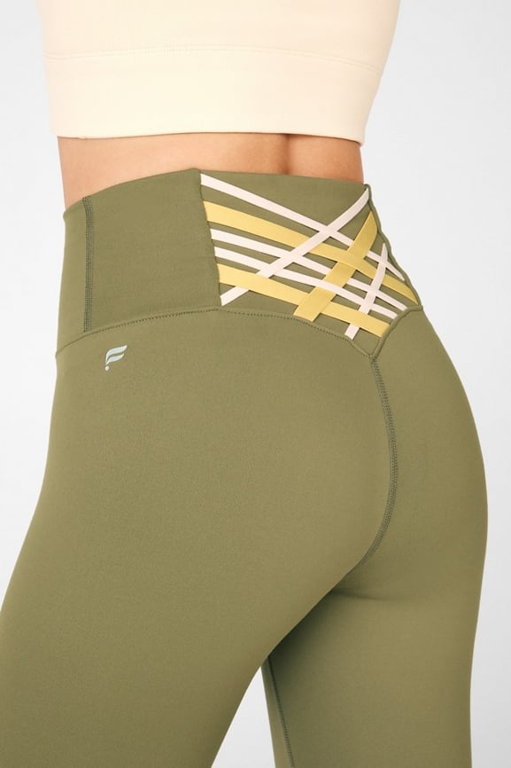 Fabletics High Waisted Seamless Check Green Leggings Size Medium - $35 -  From Chelsey
