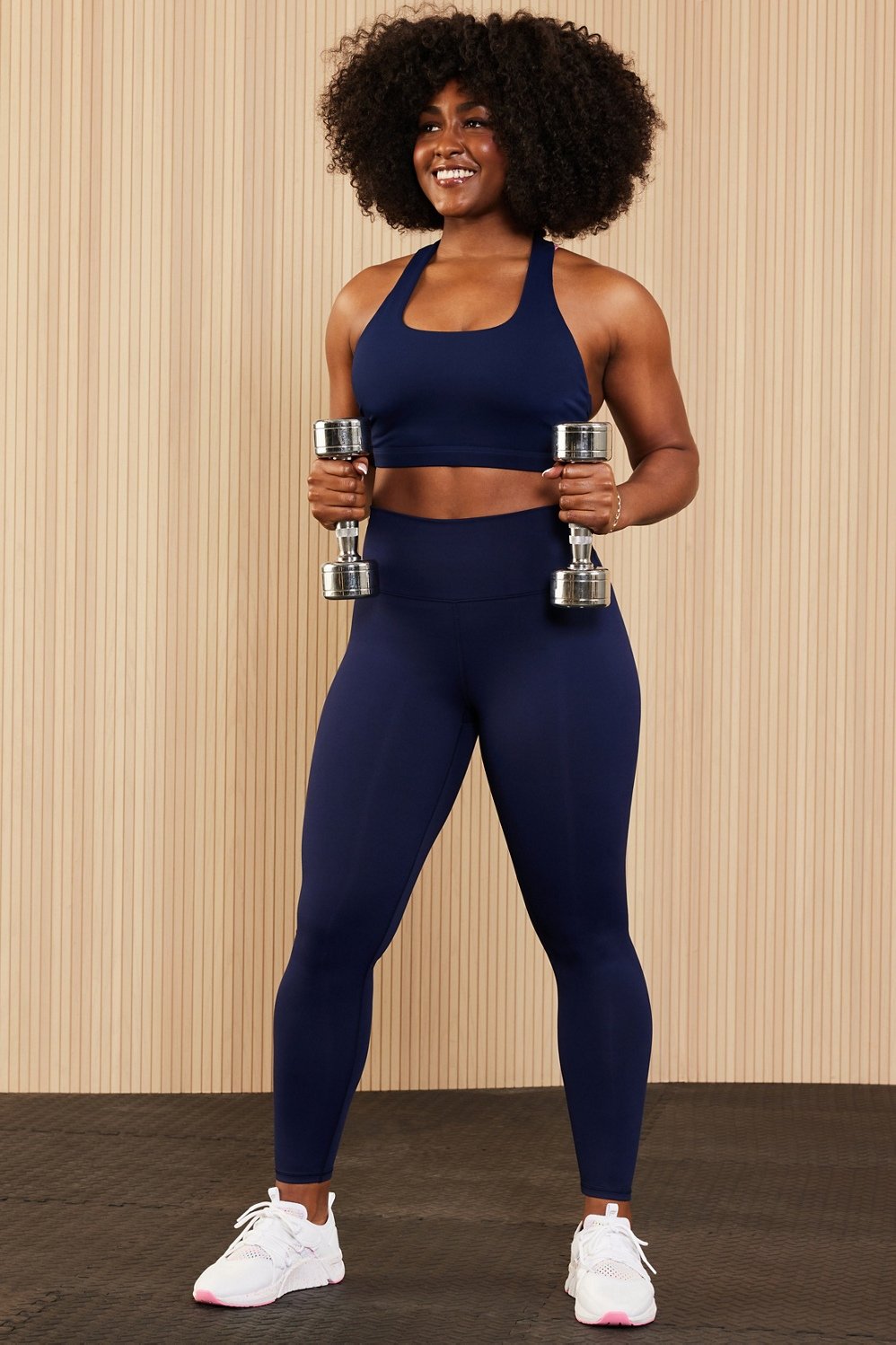Fabletics Boost PowerHold Navy Blue Criss Cross Back High-Waisted 7/8 Leggings  XS - $32 - From Erin
