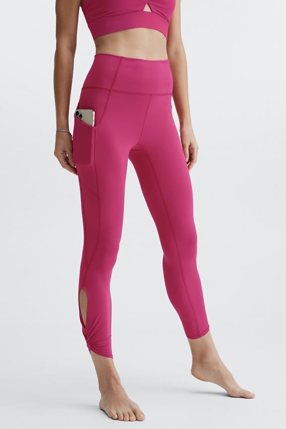 Fabletics Pure Luxe Womens Size L Pink Ankle Crop Leggings