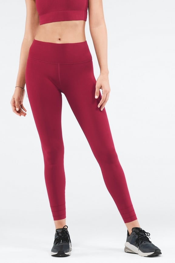Fabletics Skulptknit High Rise Compression Leggings Red Full Length XS  Athletic