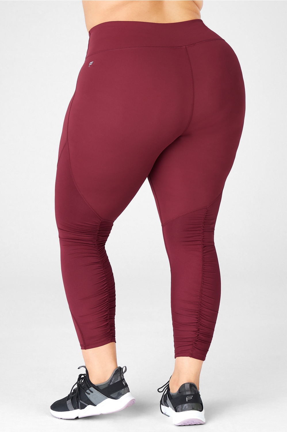 Ladies PLUS size Legging W/Ruched back rear seam/ New Honeycomb textured  (3XL, Bric Red)