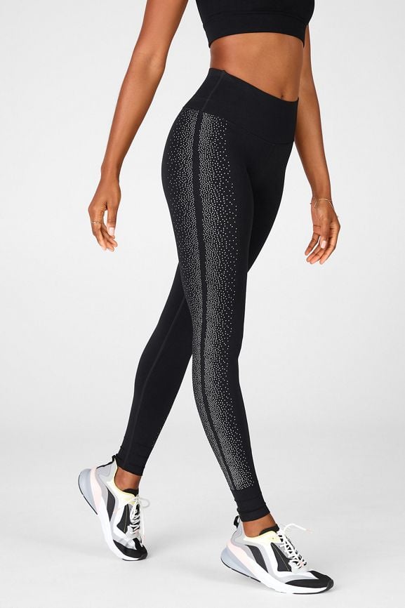 Energique Athletic Leggings with Reflective Strips and Mesh Panels