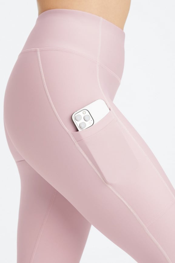 Fabletics Oasis High-Waisted Pocket Capri Leggings, Pink, Women's