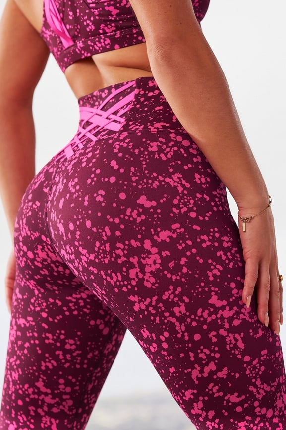 Pink Victoria's Secret Leggings Women's XS Compression Pockets Logo Black  Floral