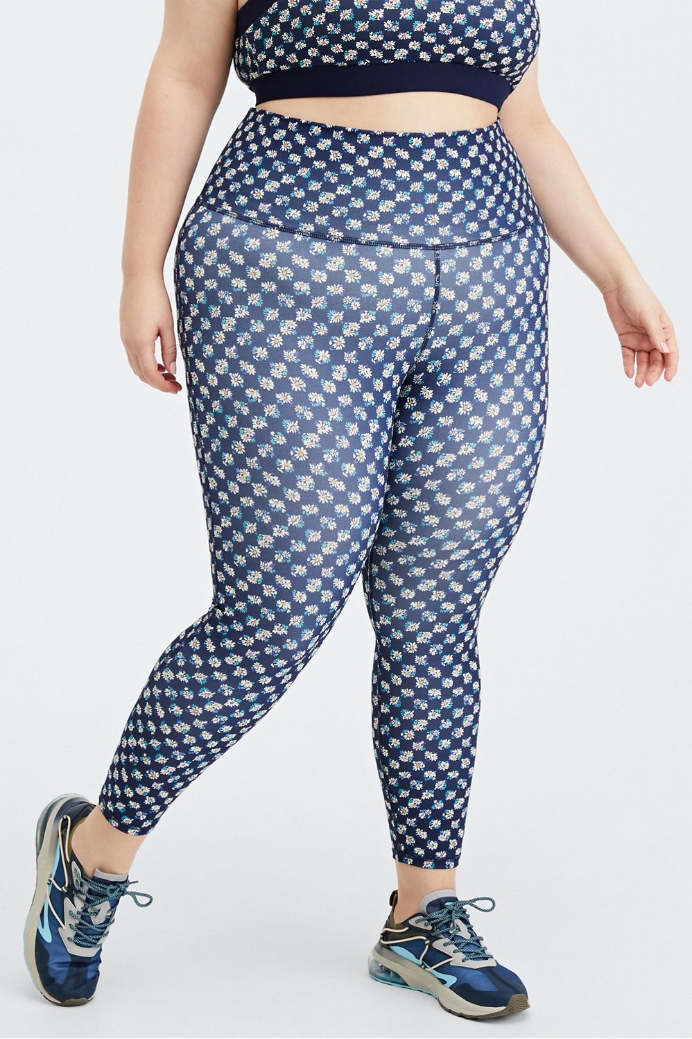 Fabletics Daisy Print Ultra High-Waisted PureLuxe 7/8 Leggings L Floral  Blue NWT