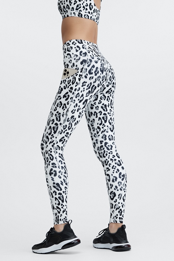 Fabletics, Pants & Jumpsuits, Fabletics Define Highwaisted 78 Legging  Size Medium White Silver Leopard Print