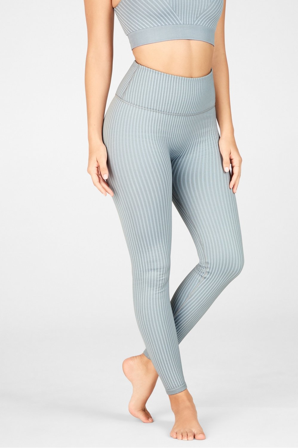 Fabletics Olive Green High Waisted Ribbed Leggings