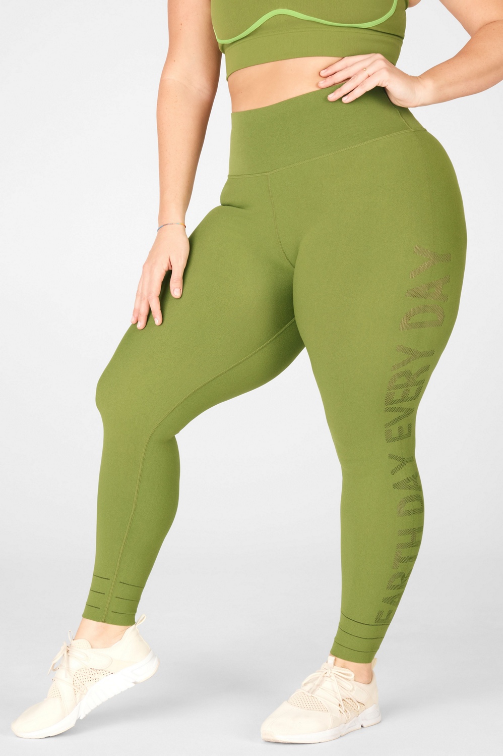 Ethos Women's Olive Green Bra+Legging set Size S - Depop
