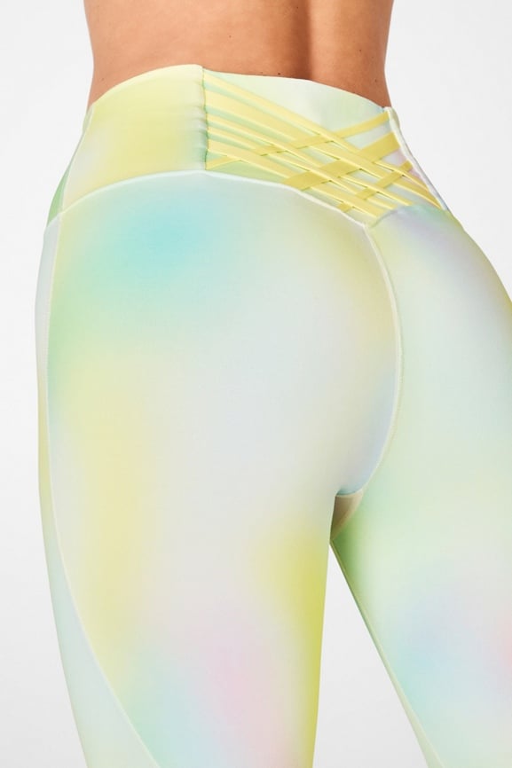 Fabletics Boost II PowerHold High-Waisted 7/8 Legging Blur/Lemon Creme  Medium