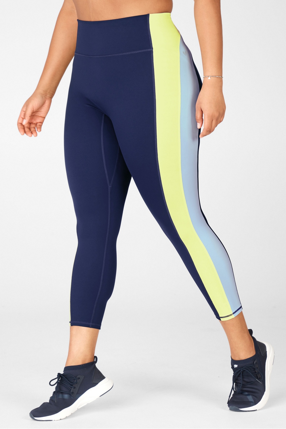 Fabletics High-Waisted Motion365 Stripe 7/8 Womens Abyss/Multi