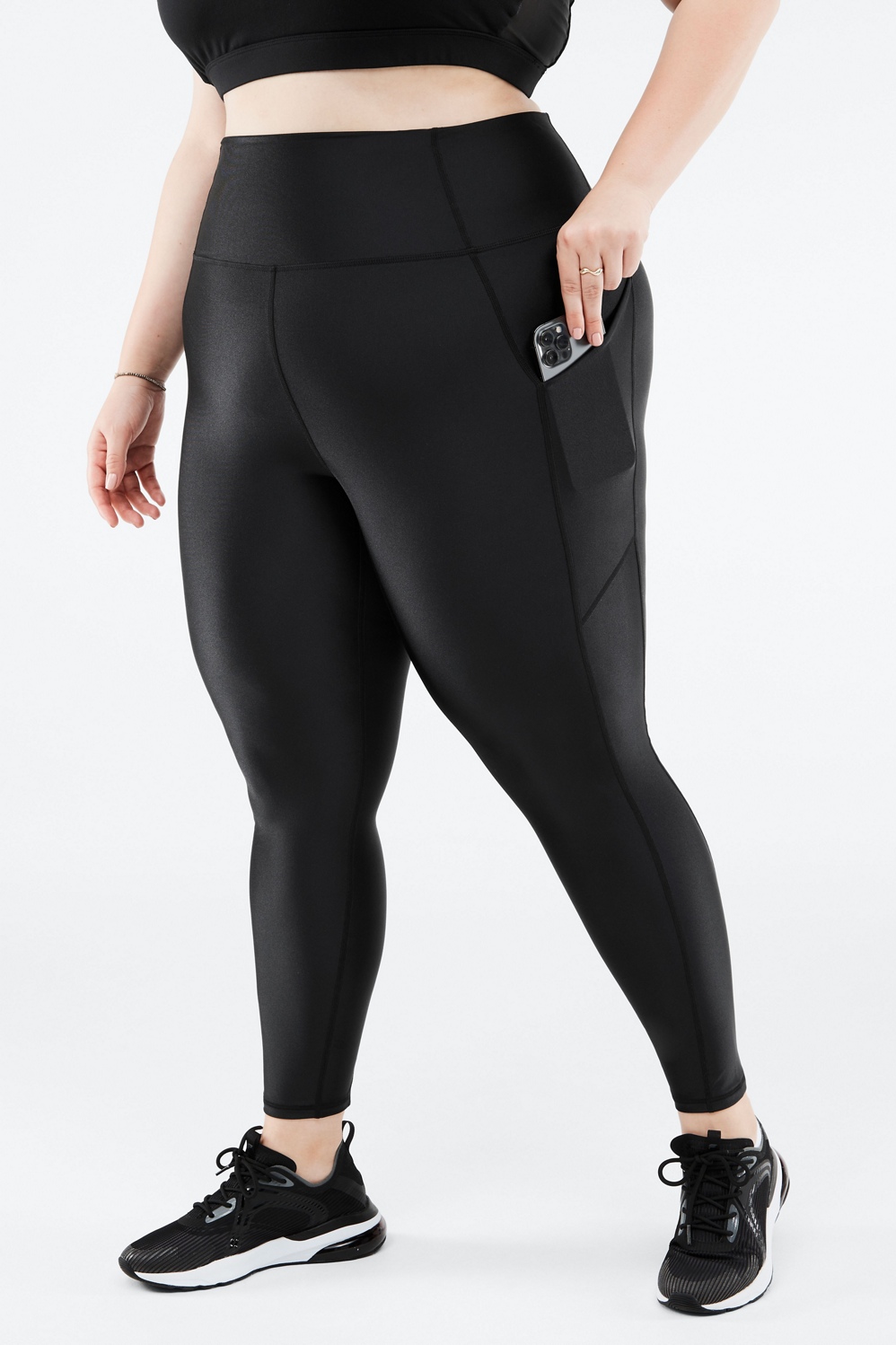 Fabletics Legging, High Waisted PureLuxe Crossover 7/8, Black, Size- LG.  Ret $74