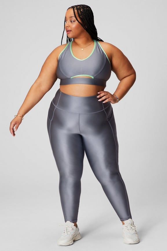 Fabletics High-Waisted PureLuxe Mesh Legging1X Plus Size Grey