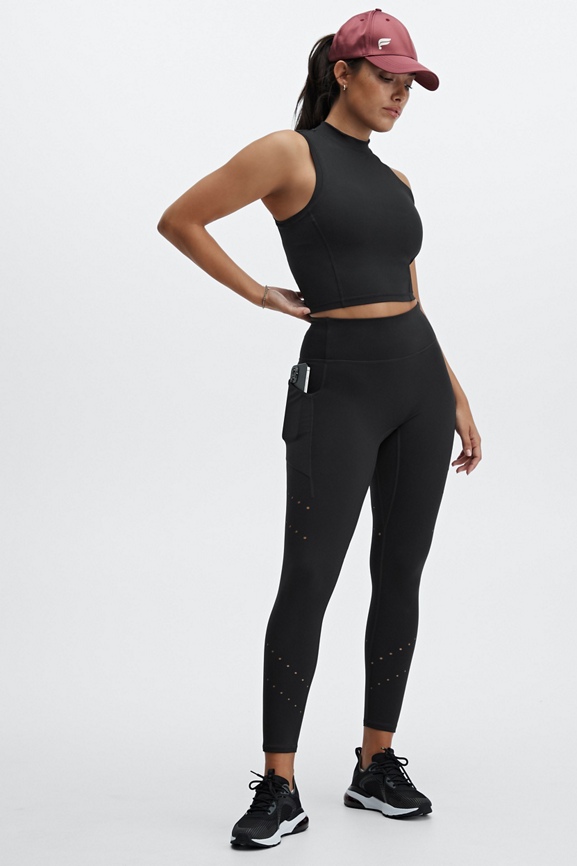 Perforated stretch leggings