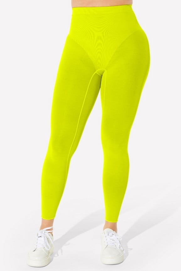 Women High Waist Neon Yellow Full Length Leggings