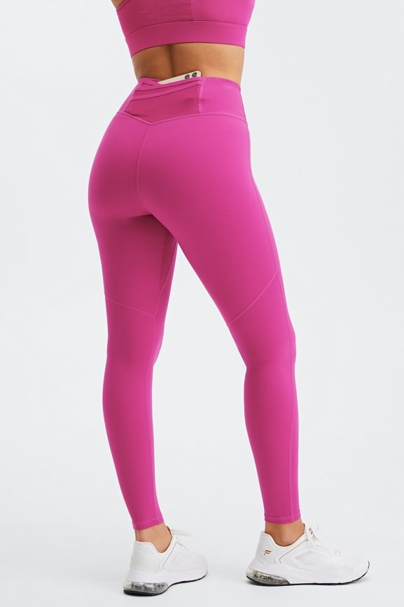 CAICJ98 Womens Leggings High Waisted Women Crossover Leggings with Pockets  High Waisted Workout Yoga Pants Hot Pink,XL 