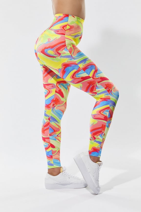 Women Multicoloured Printed High-Waist Leggings With Pockets
