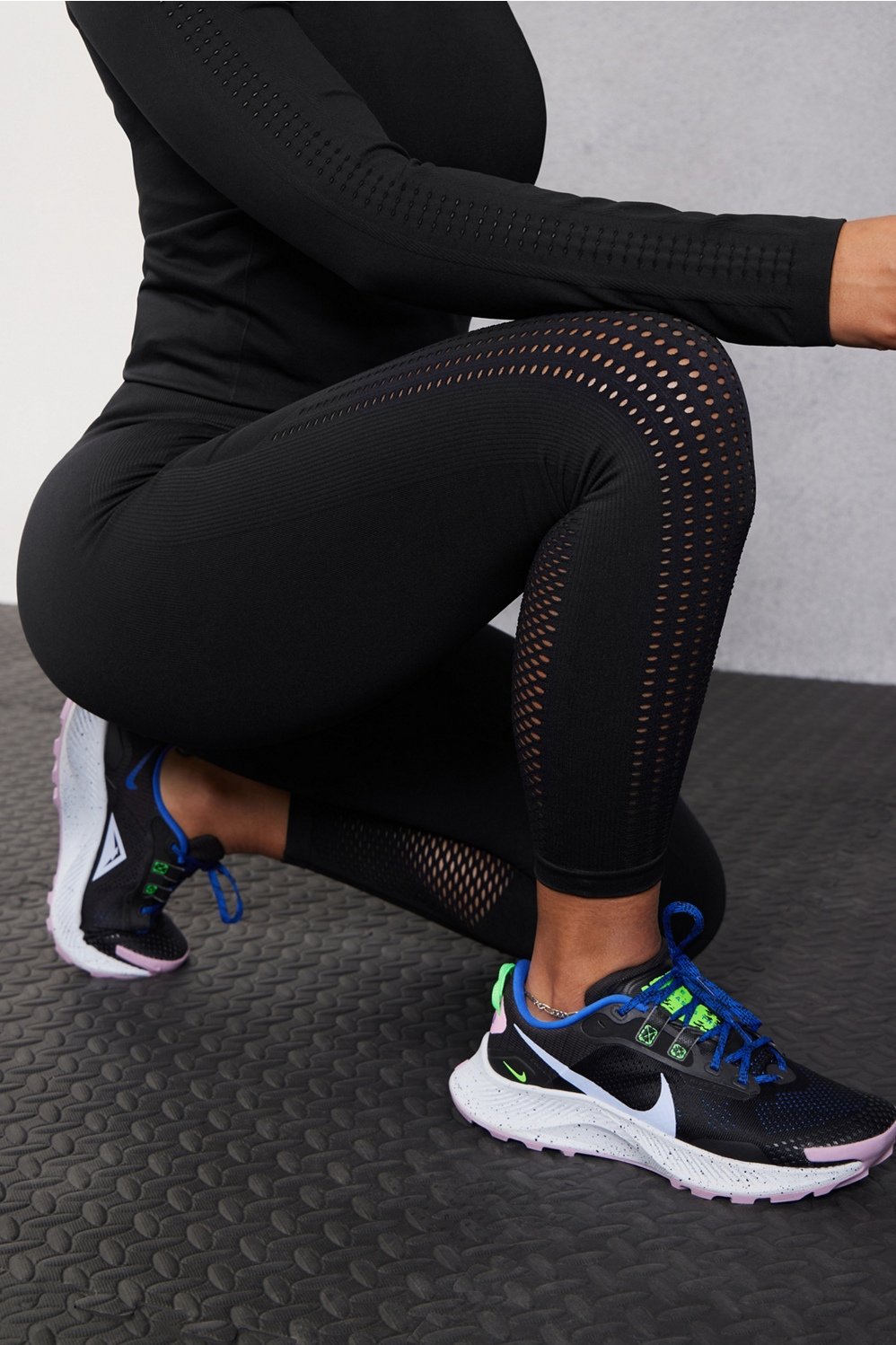 Fabletics, Pants & Jumpsuits, Fabletics Sync High Waisted Perforated 78  Legging In Fjord
