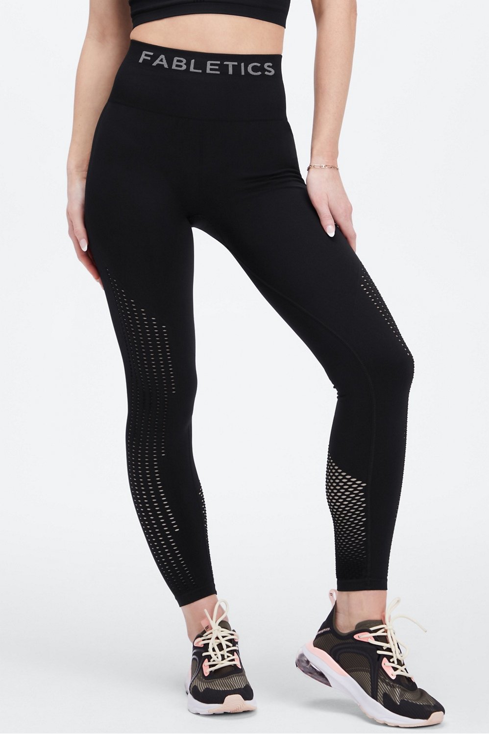 Fabletics - SYNC HIGH WAISTED PERFORATED 7/8 LEGGING on Designer Wardrobe