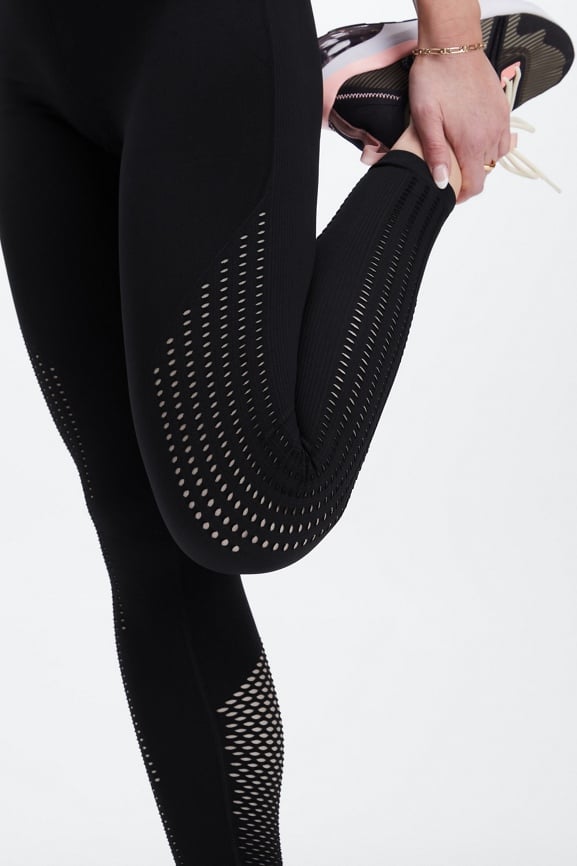 Seamless Perforated Leggings in Black