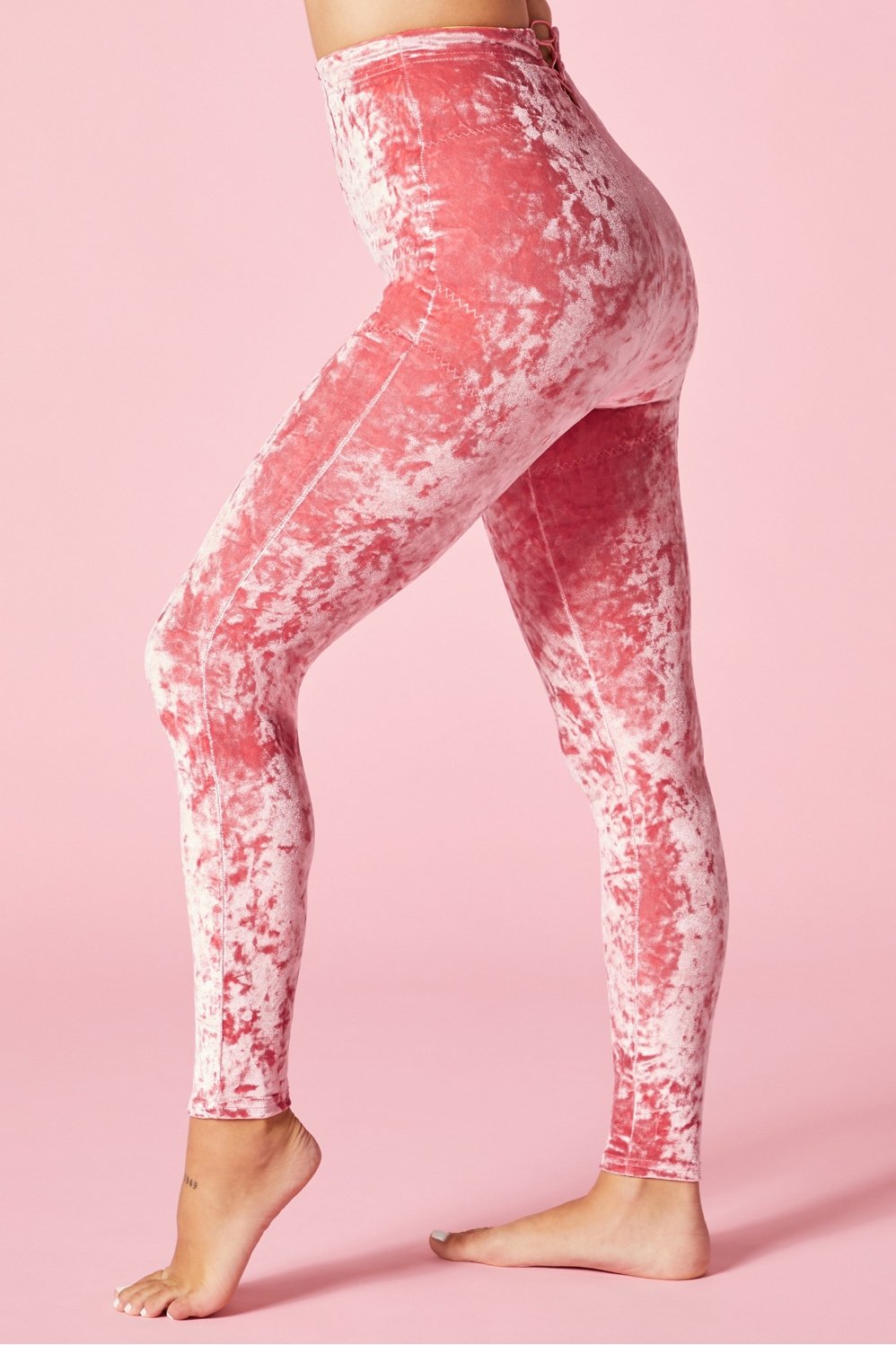 Perforated High Waisted Skinny Leggings In LIGHT PINK