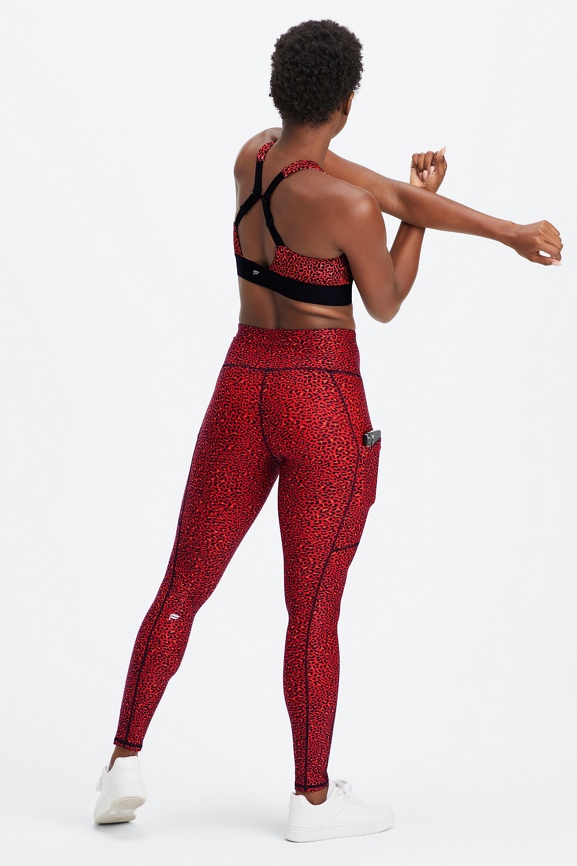 Passion For Fitness High Waist Cheetah Print Active Legging In Red •  Impressions Online Boutique