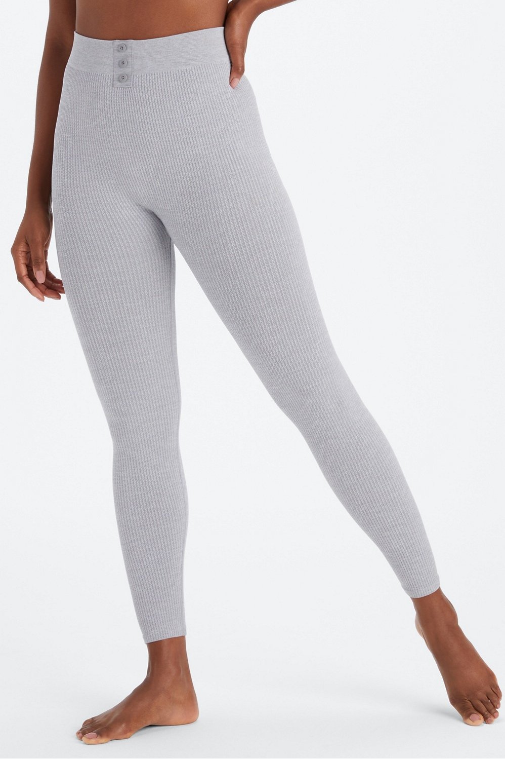 NWT Fabletics Warp Knit Mid-rise Jaquard legging gray womens size L