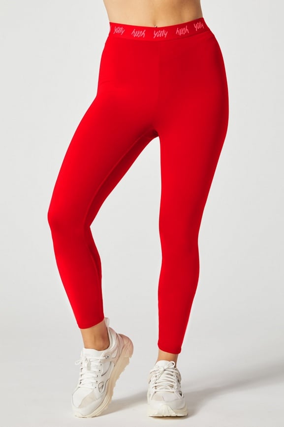 High waisted red leggings hotsell