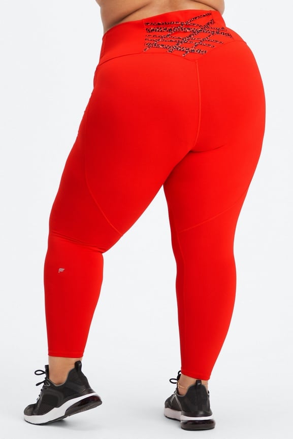 BNWT Fabletics 1X 26 HighRise Red Brown Compression Leggings Powerhold Plus  !