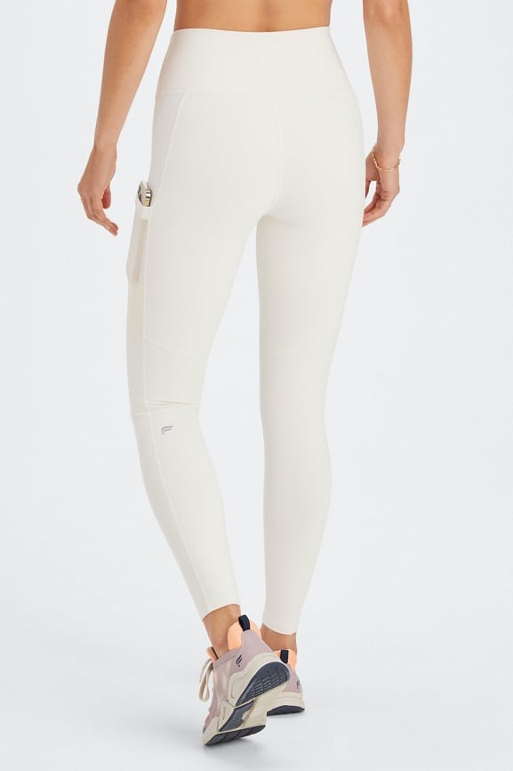 White leggings shop with pockets