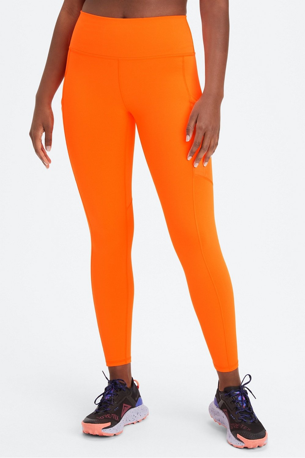 Fabletics, Pants & Jumpsuits, Fabletics Sm High Waisted Seamless Rib  Legging Color Pacific Bluehot Orange