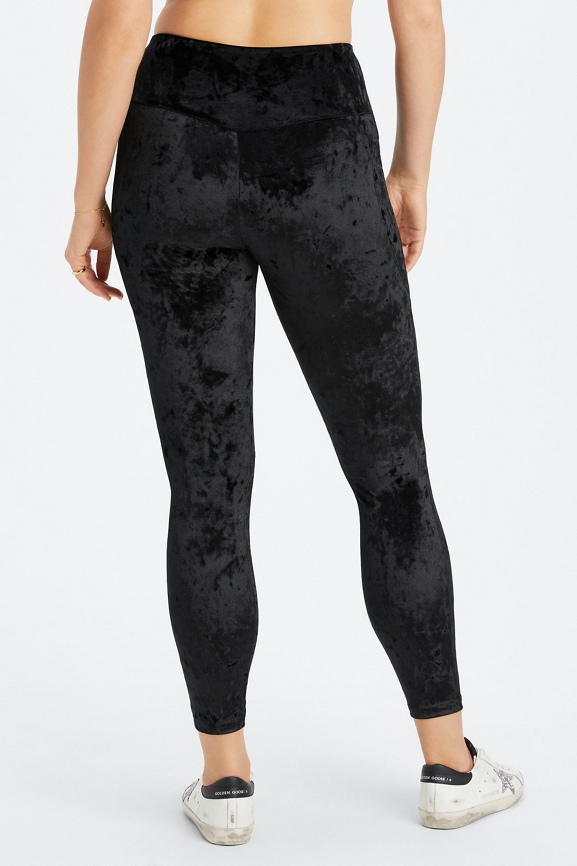 Black crushed velvet clearance leggings