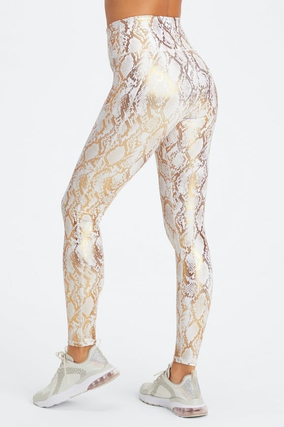 Albino Python Tall Leggings, High Waisted Yoga Pants