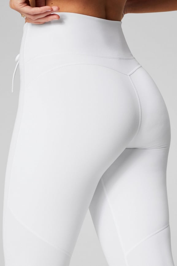NEW Yogalicious Lux Quartz Print High Rise Side Pocket 7/8 Ankle Legging  White