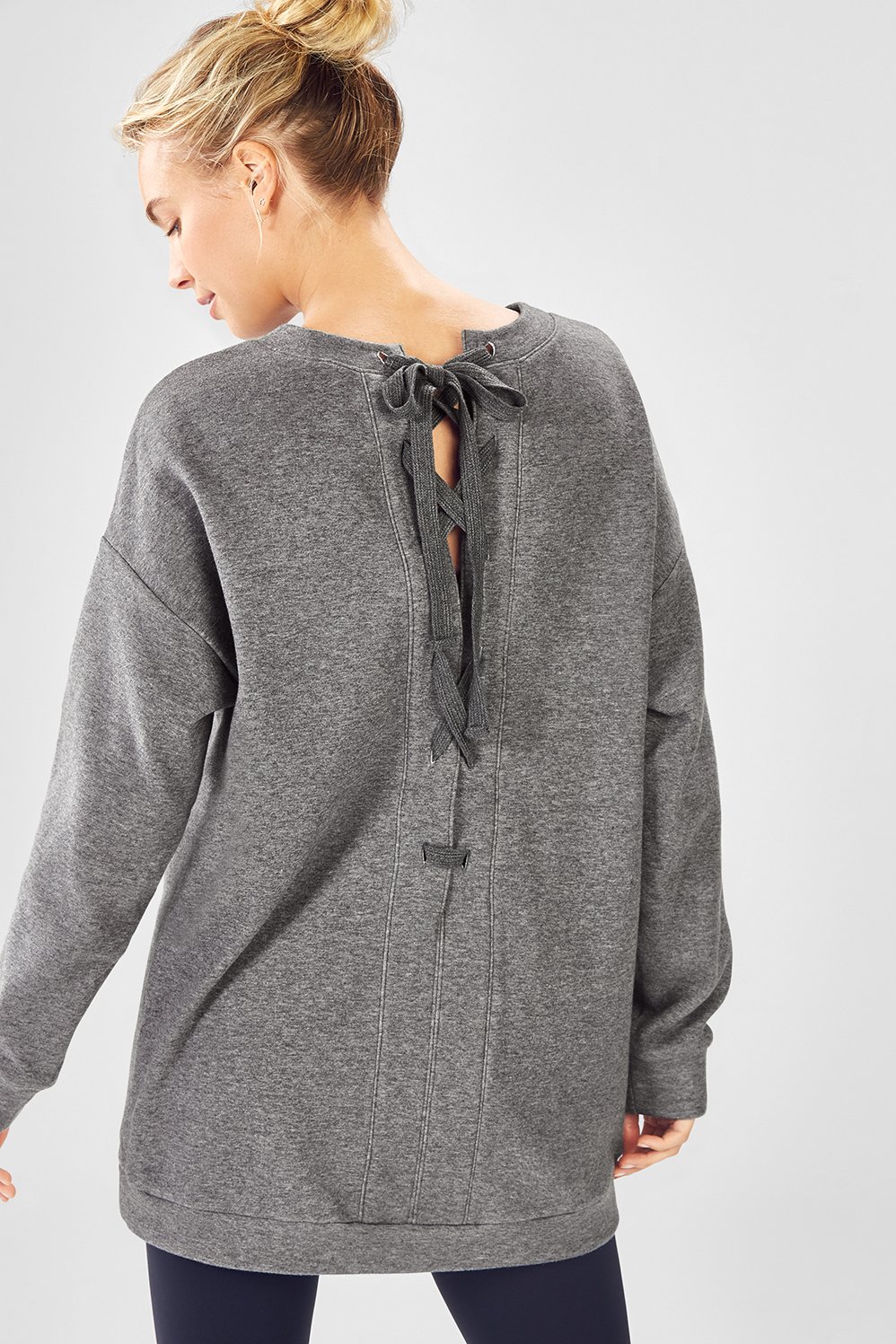 lace back sweatshirt