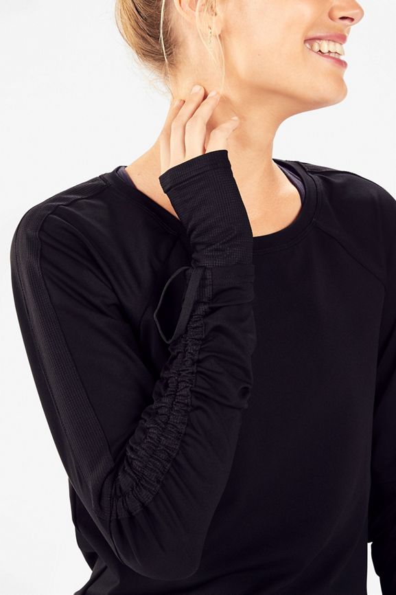 FABLETICS Women's Black Cashel Adjustable Long Sleeves Top II