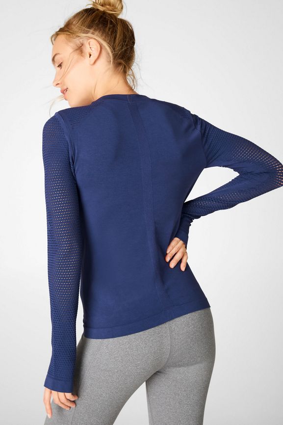 Kathie Ruched Back Long-Sleeve Top