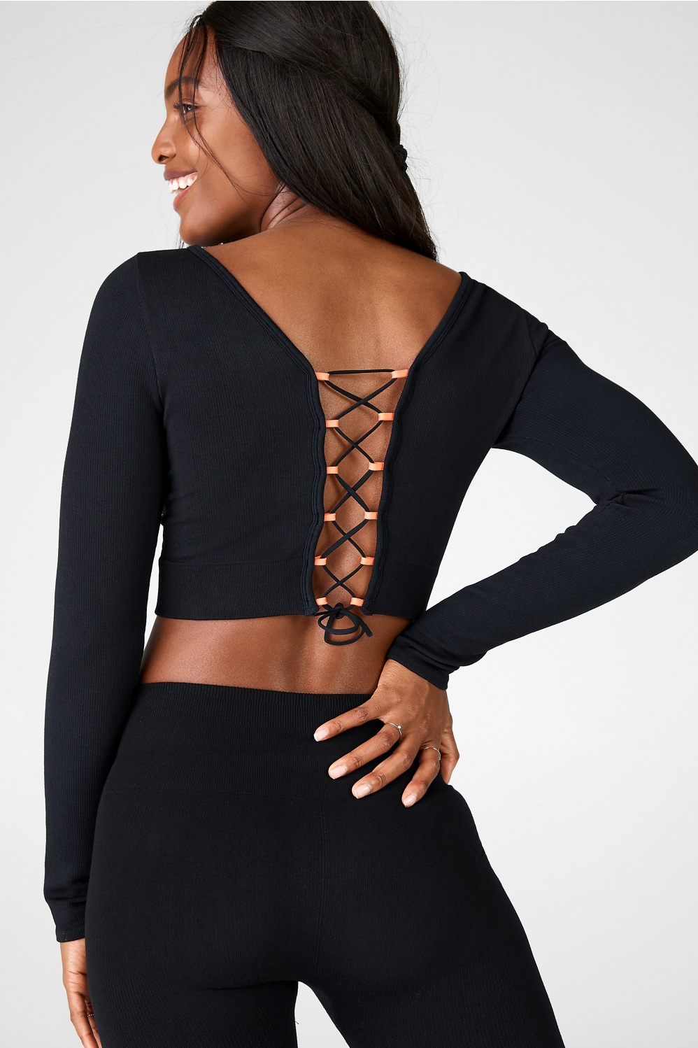 lace up long sleeve top