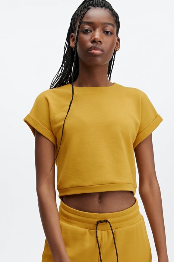 Cropped short outlet sleeve sweatshirt