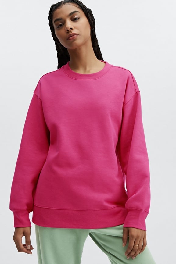 Fabletics Eco Go-To Crewneck Sweatshirt Womens pink plus Size 3X