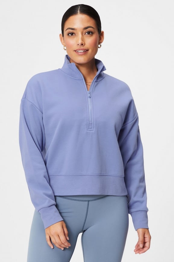 Mock neck zip cheap pullover sweatshirt