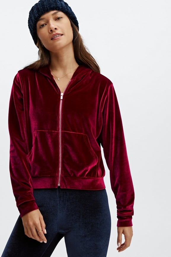 Velvet zip shop up sweater